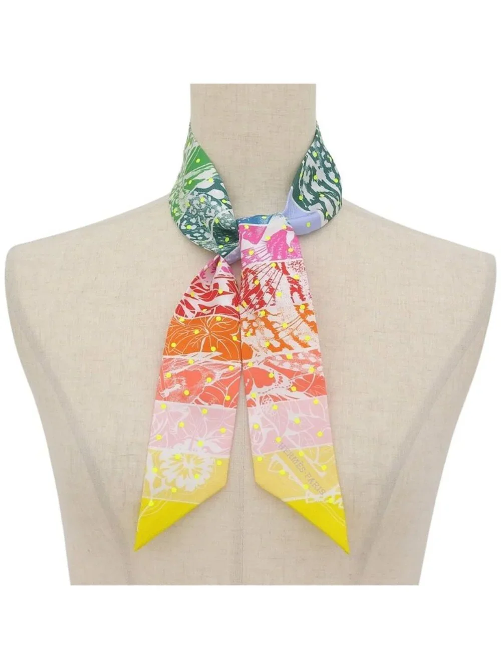 Hermes Twilly Jungle Love Rainbow Plume T Dot Silk 100% Scarf